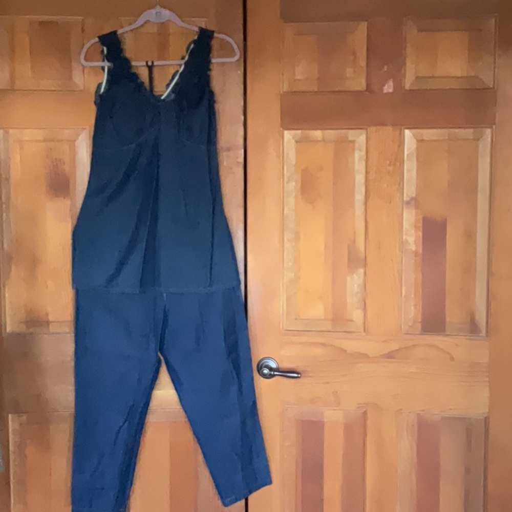Deep Blue Relaxed Denim Jumpsuit